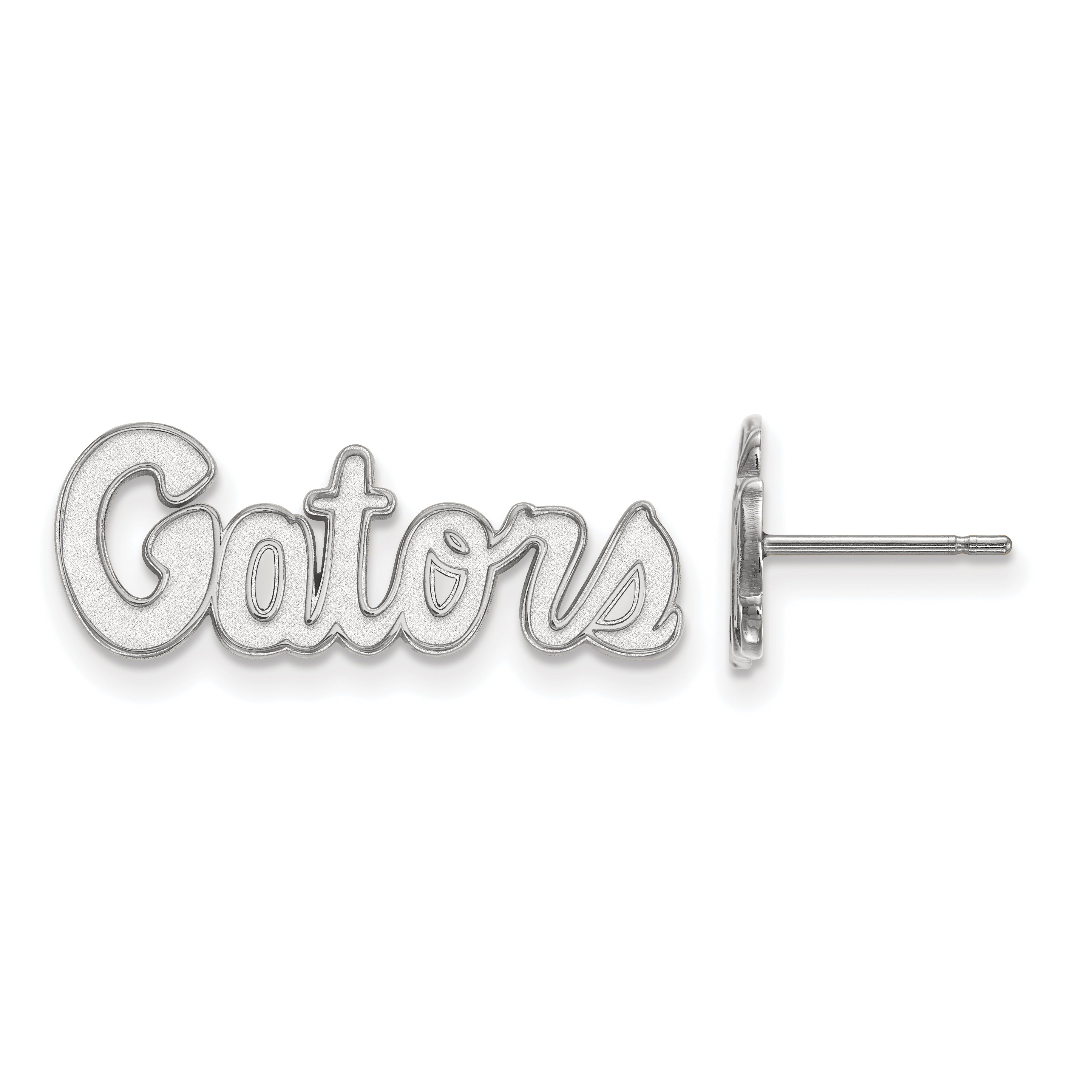 10K Weißgold Logoart University Of Florida Gators Schreibschrift Extra Klein Ohrstecker