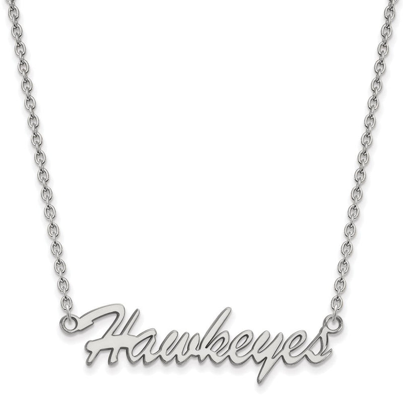 Sterlingsilber Rhodiniert Logoart University Of Iowa Hawkeyes Schreibschrift Mittel Anhänger 18 Zoll Halskette