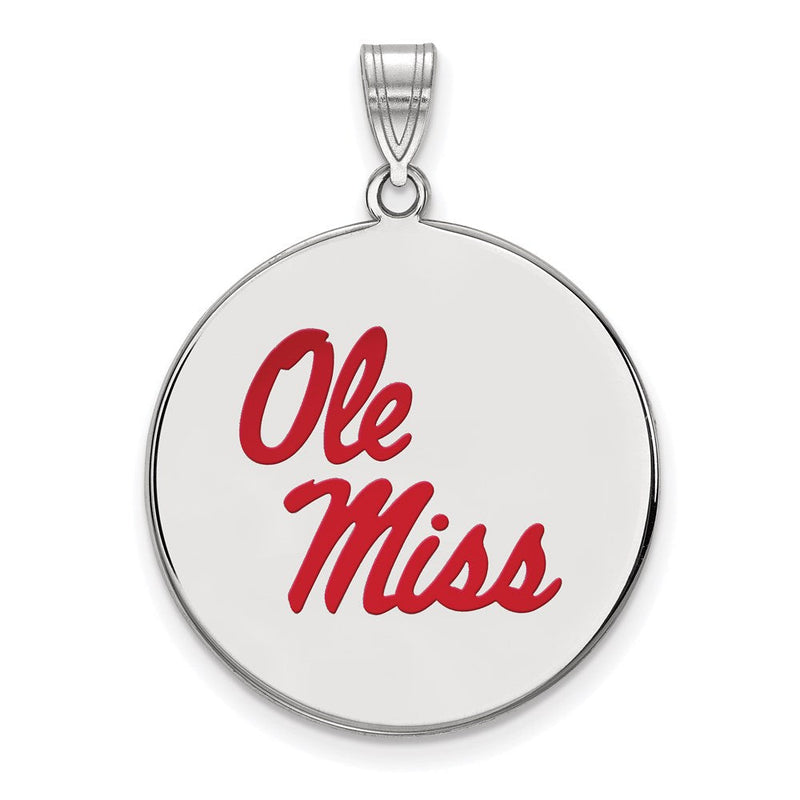 Sterlingsilber Rhodiniert Logoart University Of Mississippi Ole Miss Extra Groß Emailliert Plättchen Anhänger