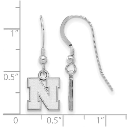 Sterlingsilber Rhodiniert Logoart University Of Nebraska Buchstabe N Extra Klein Hängend Draht Ohrringe