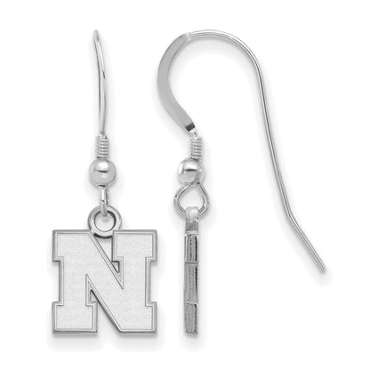 Sterlingsilber Rhodiniert Logoart University Of Nebraska Buchstabe N Extra Klein Hängend Draht Ohrringe