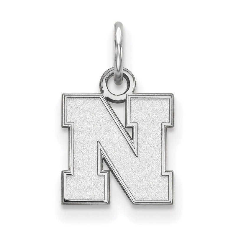 14K Weißgold Logoart University Of Nebraska Buchstabe N Extra Klein Anhänger