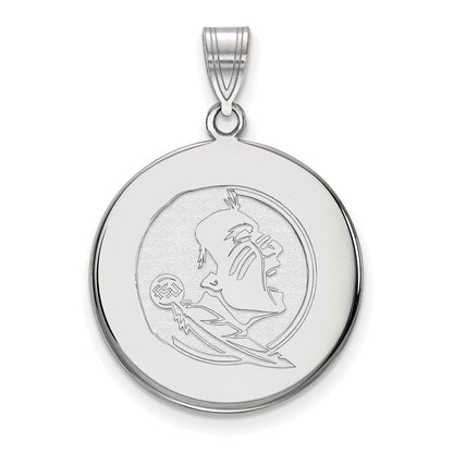 14K Weißgold Logoart Florida State University Seminole Groß Plättchen Anhänger