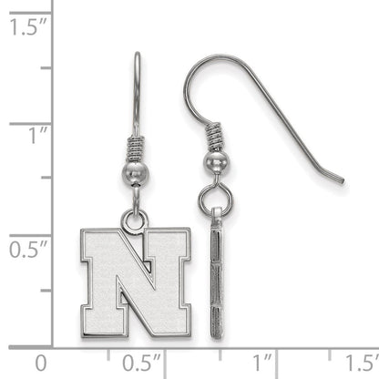 Sterlingsilber Rhodiniert Logoart University Of Nebraska Buchstabe N Klein Hängend Draht Ohrringe