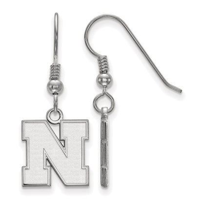 Sterlingsilber Rhodiniert Logoart University Of Nebraska Buchstabe N Klein Hängend Draht Ohrringe