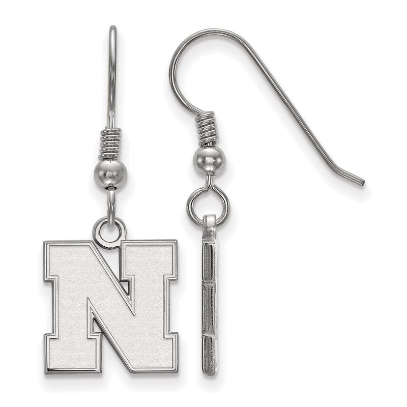 Sterlingsilber Rhodiniert Logoart University Of Nebraska Buchstabe N Klein Hängend Draht Ohrringe
