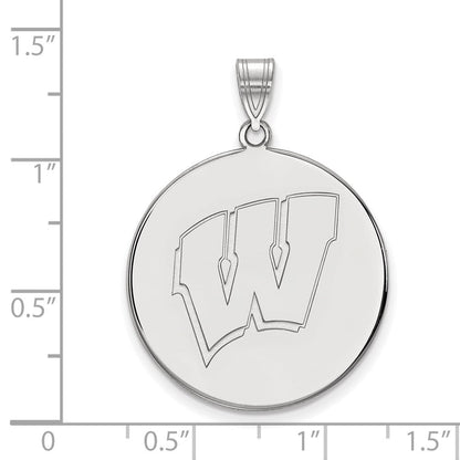Sterlingsilber Rhodiniert Logoart University Of Wisconsin Buchstabe W Extra Groß Plättchen Anhänger