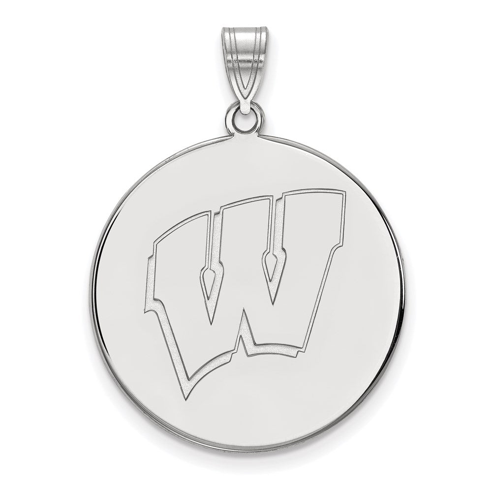 Sterlingsilber Rhodiniert Logoart University Of Wisconsin Buchstabe W Extra Groß Plättchen Anhänger