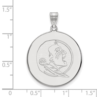 Sterlingsilber Rhodiniert Logoart Florida State University Seminole Extra Groß Plättchen Anhänger