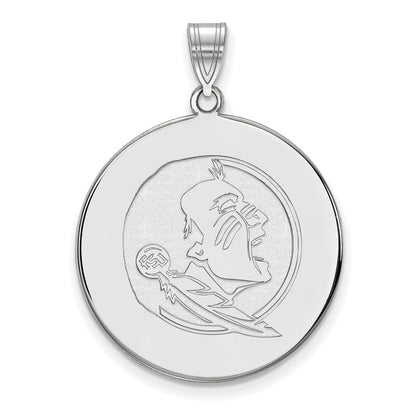 Sterlingsilber Rhodiniert Logoart Florida State University Seminole Extra Groß Plättchen Anhänger