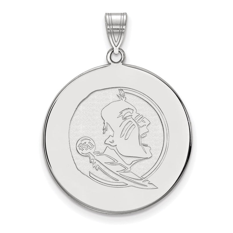 Sterlingsilber Rhodiniert Logoart Florida State University Seminole Extra Groß Plättchen Anhänger
