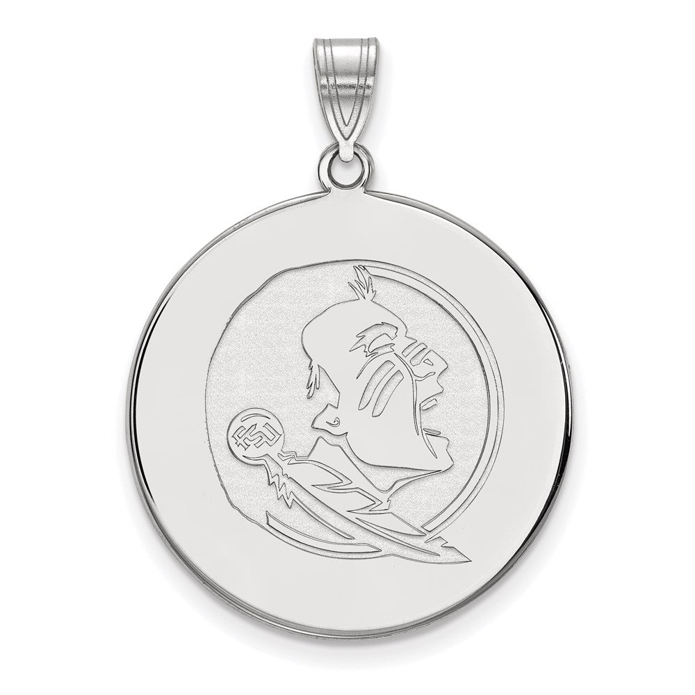 10K Weißgold Logoart Florida State University Seminole Extra Groß Plättchen Anhänger