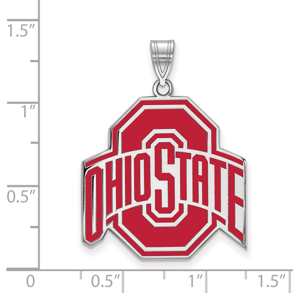 Sterlingsilber Rhodiniert Logoart The Ohio State University Extra Groß Emailliert Anhänger