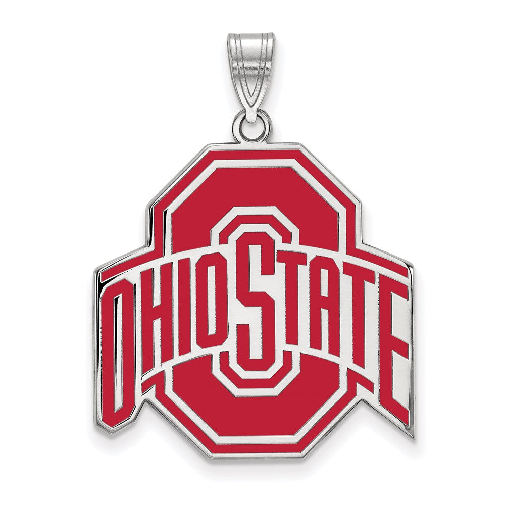 Sterlingsilber Rhodiniert Logoart The Ohio State University Extra Groß Emailliert Anhänger