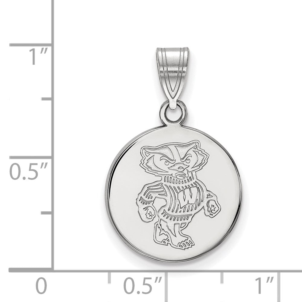 Sterlingsilber Rhodiniert Logoart University Of Wisconsin Badger Mittel Plättchen Anhänger