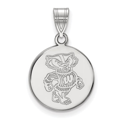 Sterlingsilber Rhodiniert Logoart University Of Wisconsin Badger Mittel Plättchen Anhänger