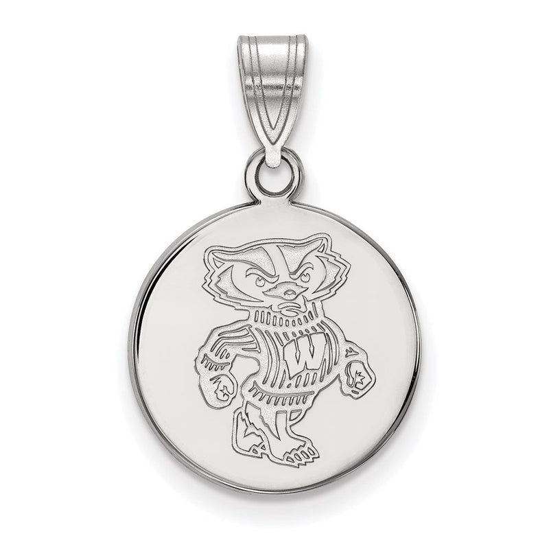 Sterlingsilber Rhodiniert Logoart University Of Wisconsin Badger Mittel Plättchen Anhänger