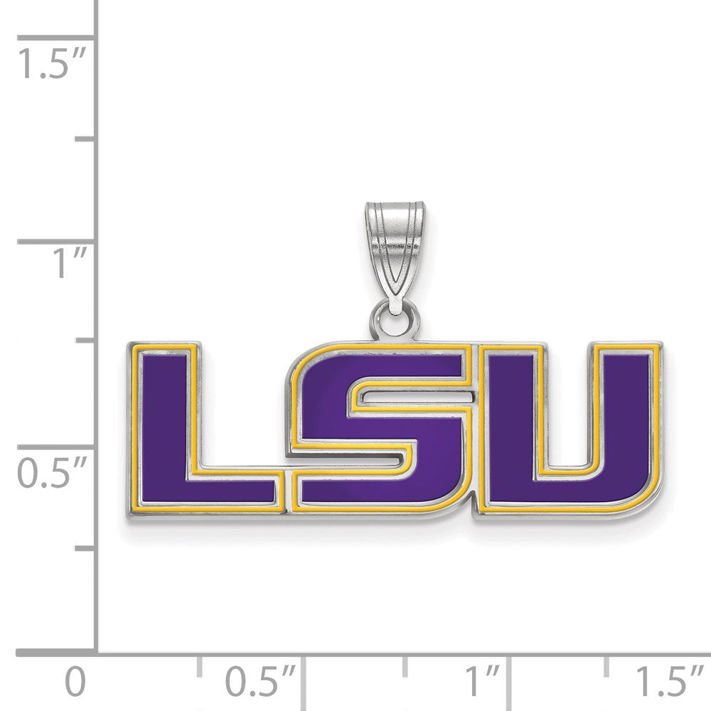 Sterlingsilber Rhodiniert Logoart Louisiana State University L S U Mittel Emailliert Anhänger