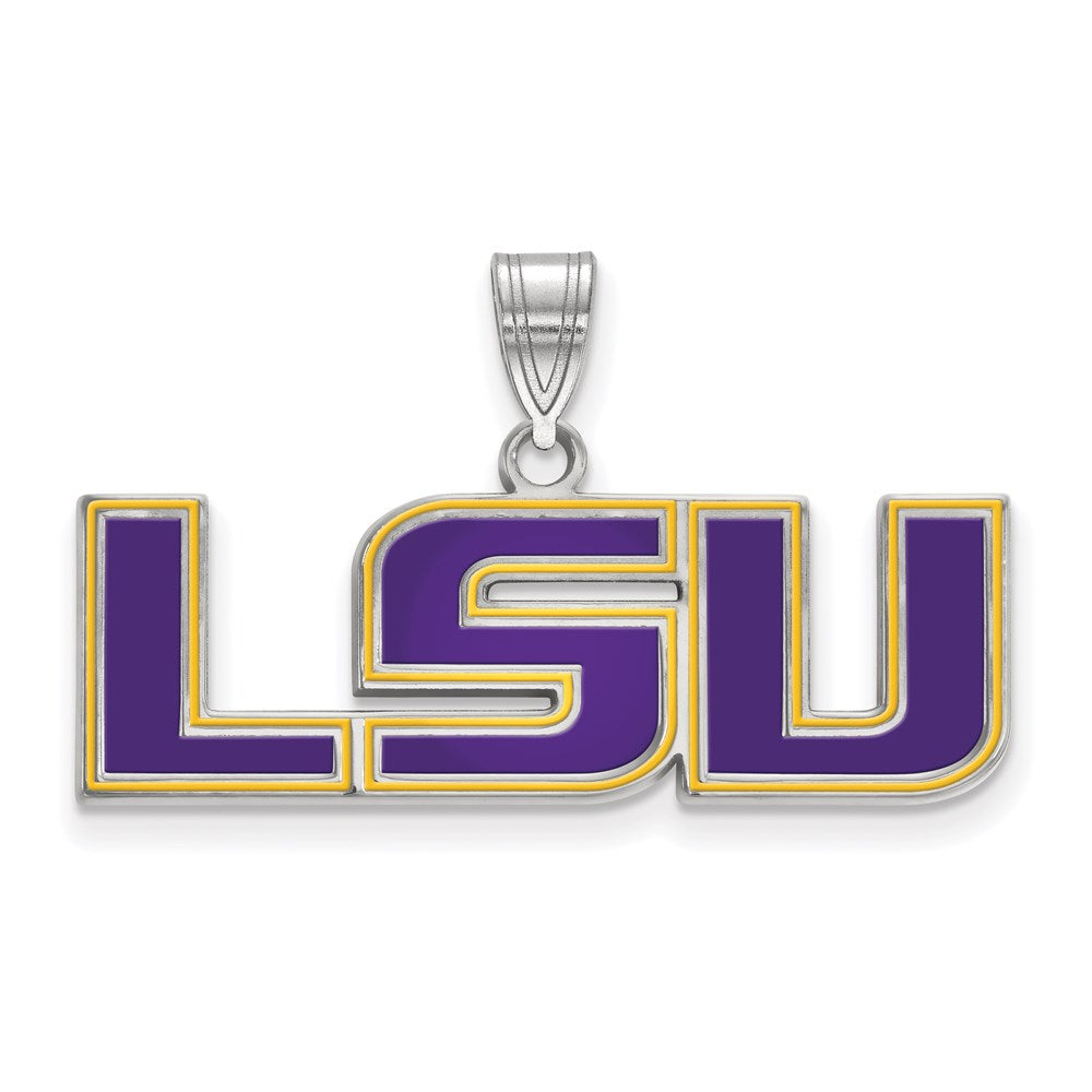 Sterlingsilber Rhodiniert Logoart Louisiana State University L S U Mittel Emailliert Anhänger