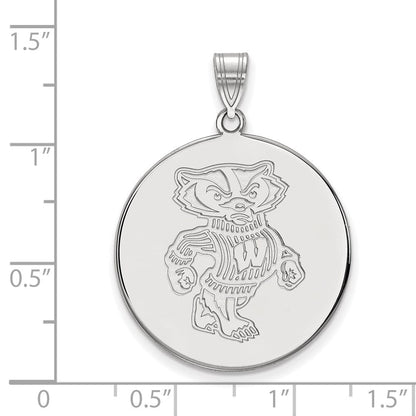10K Weißgold Logoart University Of Wisconsin Badger Extra Groß Plättchen Anhänger