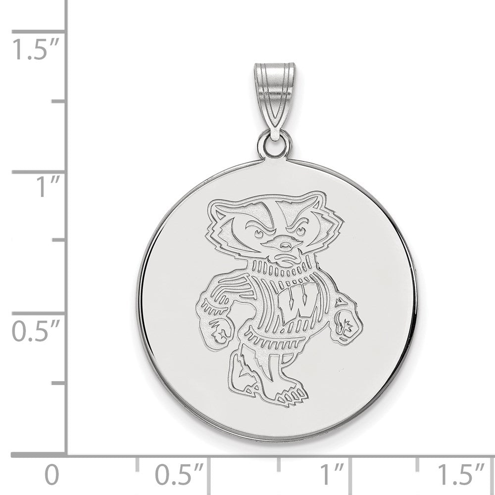 Sterlingsilber Rhodiniert Logoart University Of Wisconsin Badger Extra Groß Plättchen Anhänger