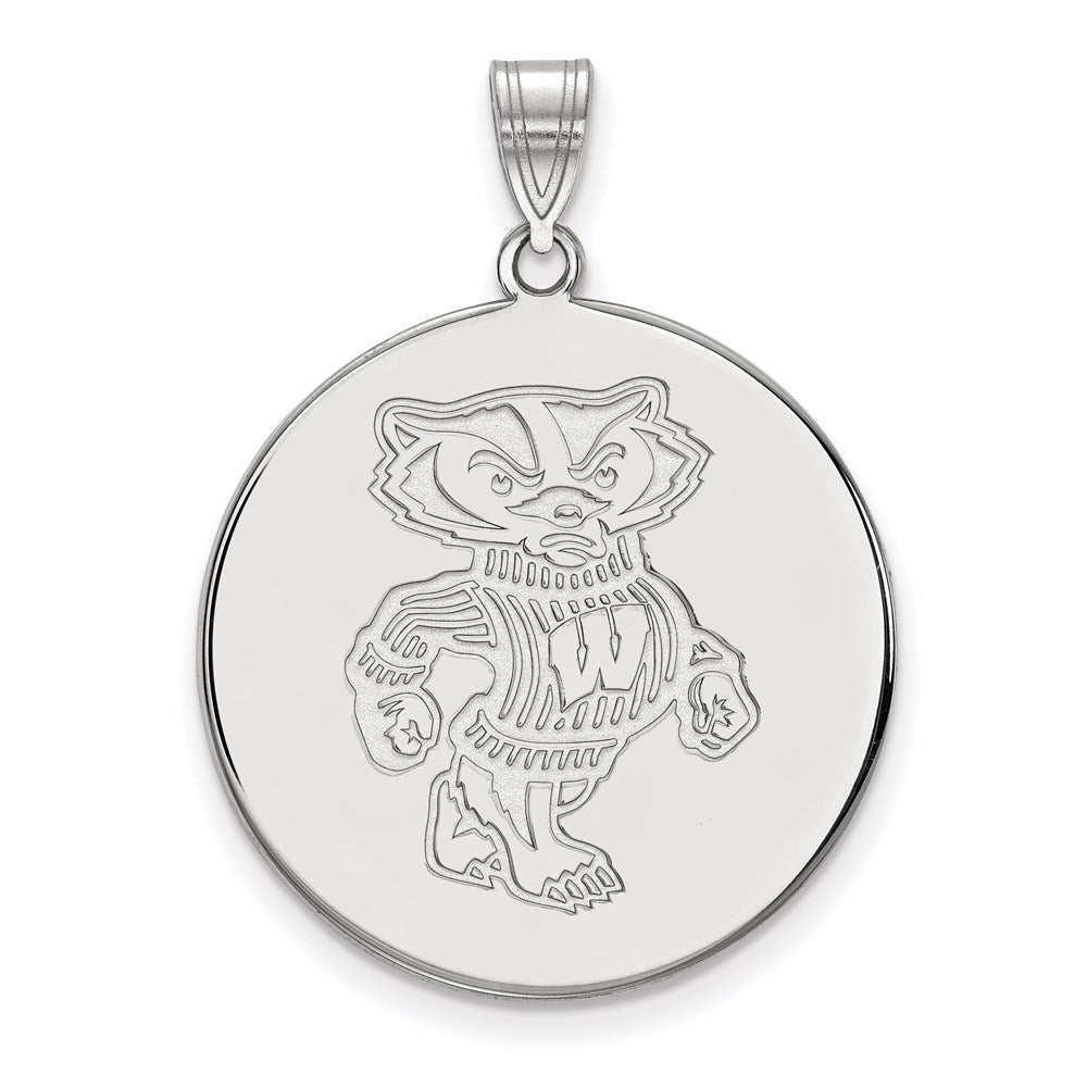 14K Weißgold Logoart University Of Wisconsin Badger Extra Groß Plättchen Anhänger