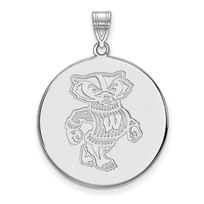 10K Weißgold Logoart University Of Wisconsin Badger Extra Groß Plättchen Anhänger