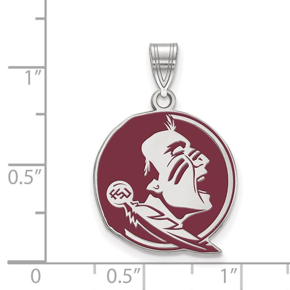 Sterlingsilber Rhodiniert Logoart Florida State University Seminole Groß Emailliert Anhänger