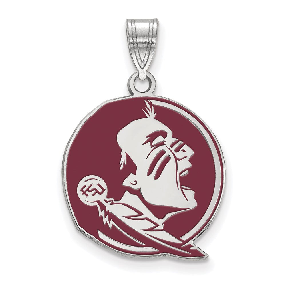 Sterlingsilber Rhodiniert Logoart Florida State University Seminole Groß Emailliert Anhänger
