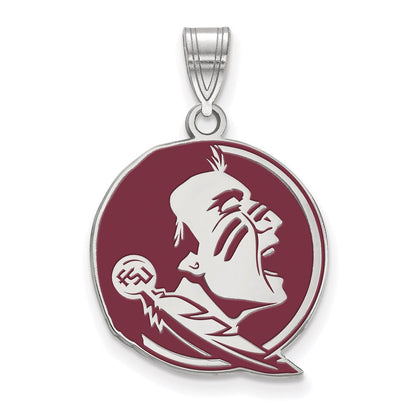 Sterlingsilber Rhodiniert Logoart Florida State University Seminole Groß Emailliert Anhänger