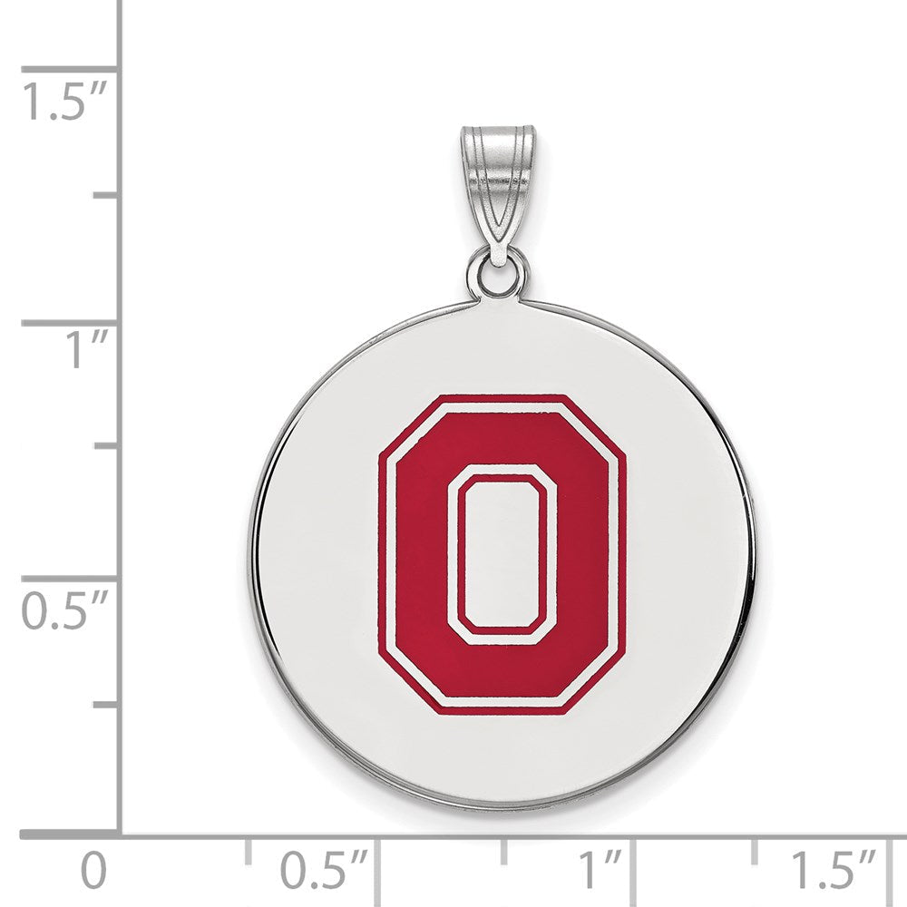 Sterlingsilber Rhodiniert Logoart The Ohio State University Buchstabe O Extra Groß Emailliert Plättchen Anhänger