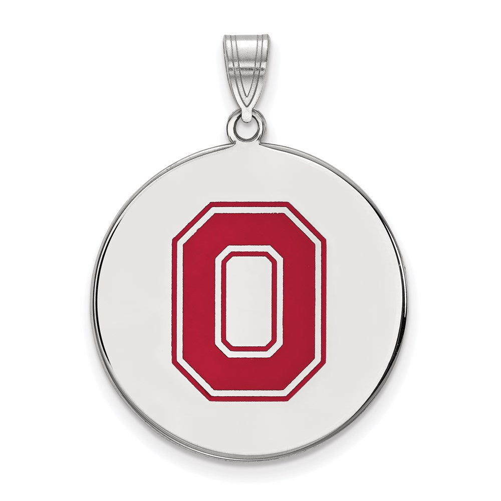 Sterlingsilber Rhodiniert Logoart The Ohio State University Buchstabe O Extra Groß Emailliert Plättchen Anhänger