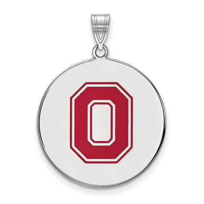 Sterlingsilber Rhodiniert Logoart The Ohio State University Buchstabe O Extra Groß Emailliert Plättchen Anhänger