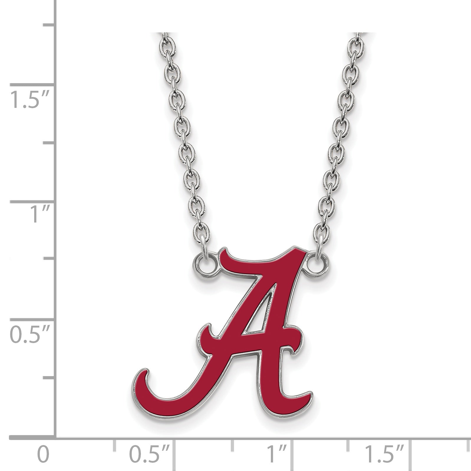 Sterlingsilber Rhodiniert Logoart University Of Alabama Buchstabe A Groß Emailliert Anhänger 18 Zoll Halskette