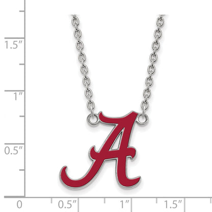 Sterlingsilber Rhodiniert Logoart University Of Alabama Buchstabe A Groß Emailliert Anhänger 18 Zoll Halskette