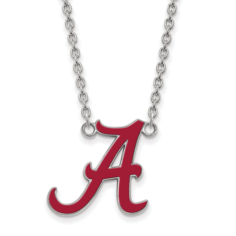 Sterlingsilber Rhodiniert Logoart University Of Alabama Buchstabe A Groß Emailliert Anhänger 18 Zoll Halskette