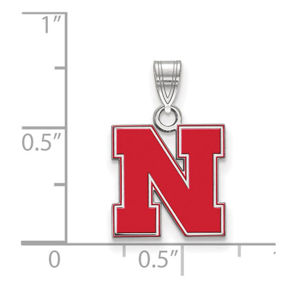 Sterlingsilber Rhodiniert Logoart University Of Nebraska Buchstabe N Klein Emailliert Anhänger