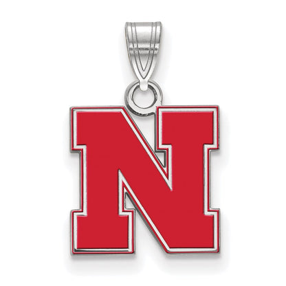 Sterlingsilber Rhodiniert Logoart University Of Nebraska Buchstabe N Klein Emailliert Anhänger