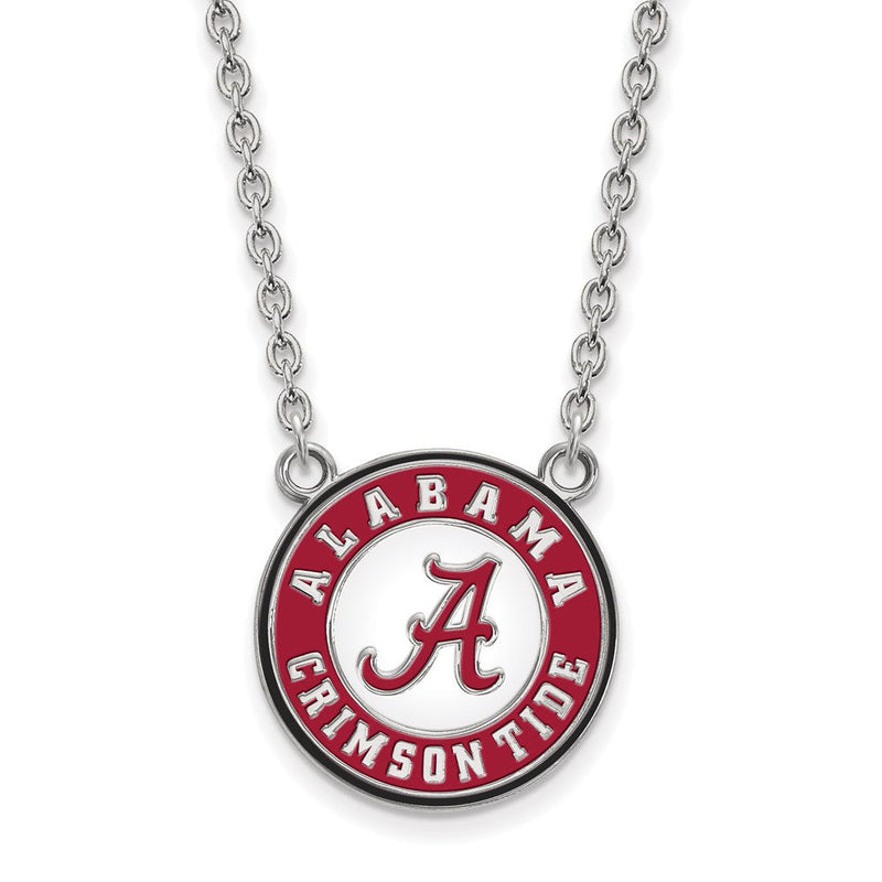 Sterlingsilber Rhodiniert Logoart University Of Alabama Crimson Tide Groß Emailliert Anhänger 18 Zoll Halskette