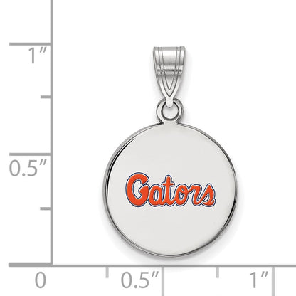 Sterlingsilber Rhodiniert Logoart University Of Florida Gators Schreibschrift Mittel Emailliert Plättchen Anhänger