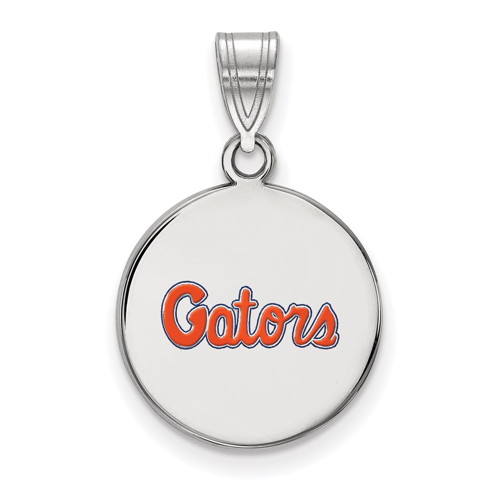 Sterlingsilber Rhodiniert Logoart University Of Florida Gators Schreibschrift Mittel Emailliert Plättchen Anhänger