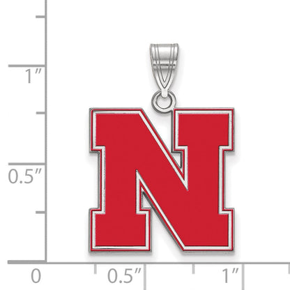 Sterlingsilber Rhodiniert Logoart University Of Nebraska Buchstabe N Groß Emailliert Anhänger