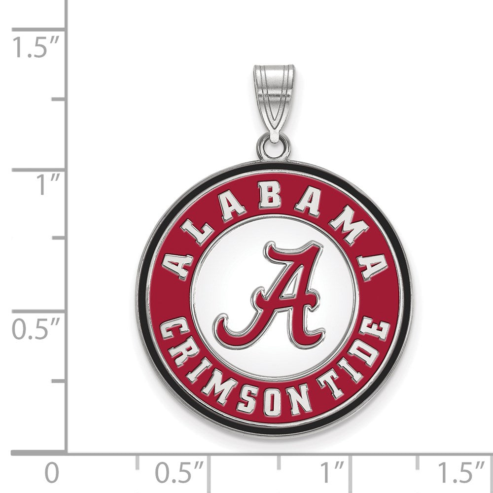 Sterlingsilber Rhodiniert Logoart University Of Alabama Crimson Tide Extra Groß Emailliert Plättchen Anhänger