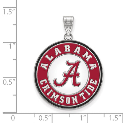 Sterlingsilber Rhodiniert Logoart University Of Alabama Crimson Tide Extra Groß Emailliert Plättchen Anhänger