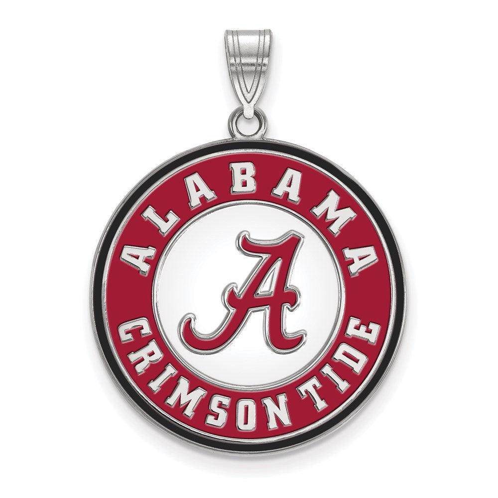 Sterlingsilber Rhodiniert Logoart University Of Alabama Crimson Tide Extra Groß Emailliert Plättchen Anhänger