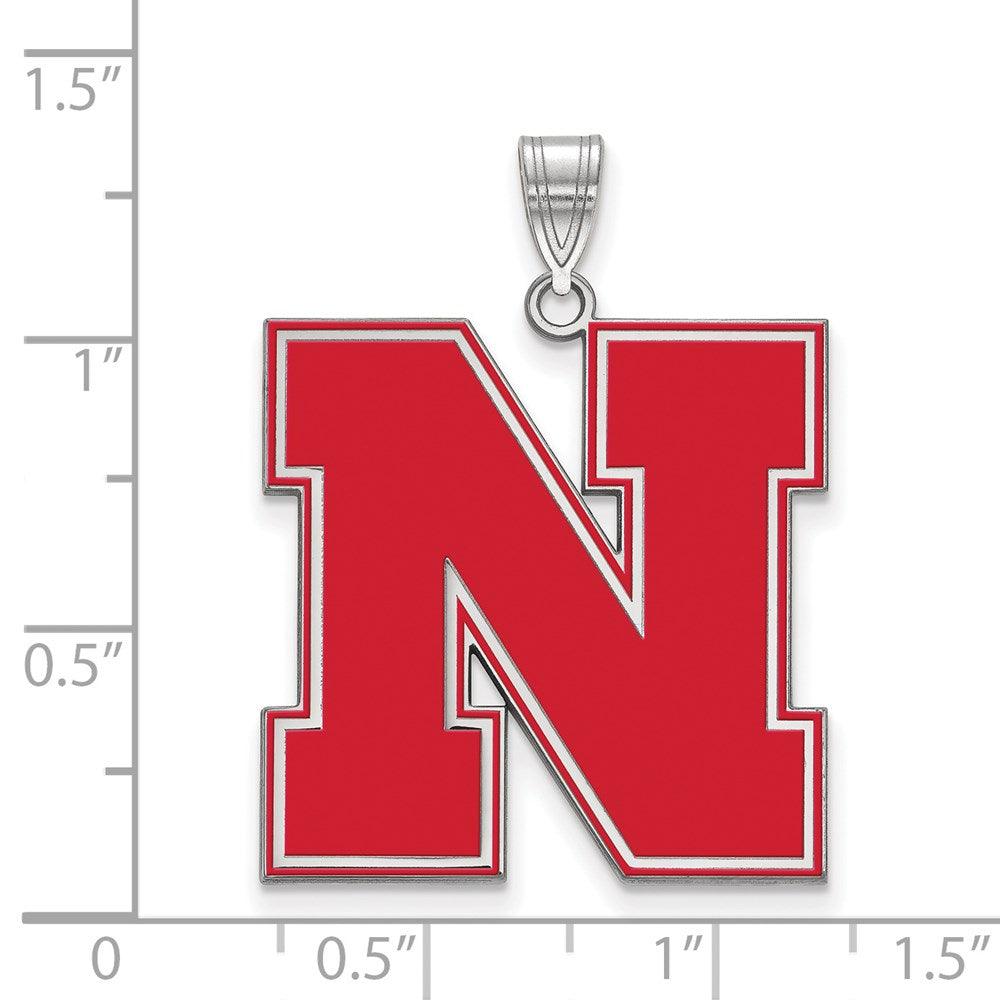 Sterlingsilber Rhodiniert Logoart University Of Nebraska Buchstabe N Extra Groß Emailliert Anhänger