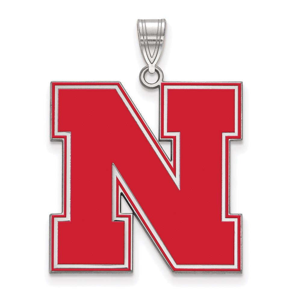 Sterlingsilber Rhodiniert Logoart University Of Nebraska Buchstabe N Extra Groß Emailliert Anhänger