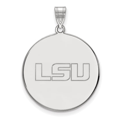 Sterlingsilber Rhodiniert Logoart Louisiana State University L S U Extra Groß Plättchen Anhänger