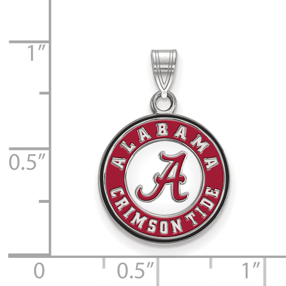 Sterlingsilber Rhodiniert Logoart University Of Alabama Crimson Tide Mittel Emailliert Plättchen Anhänger