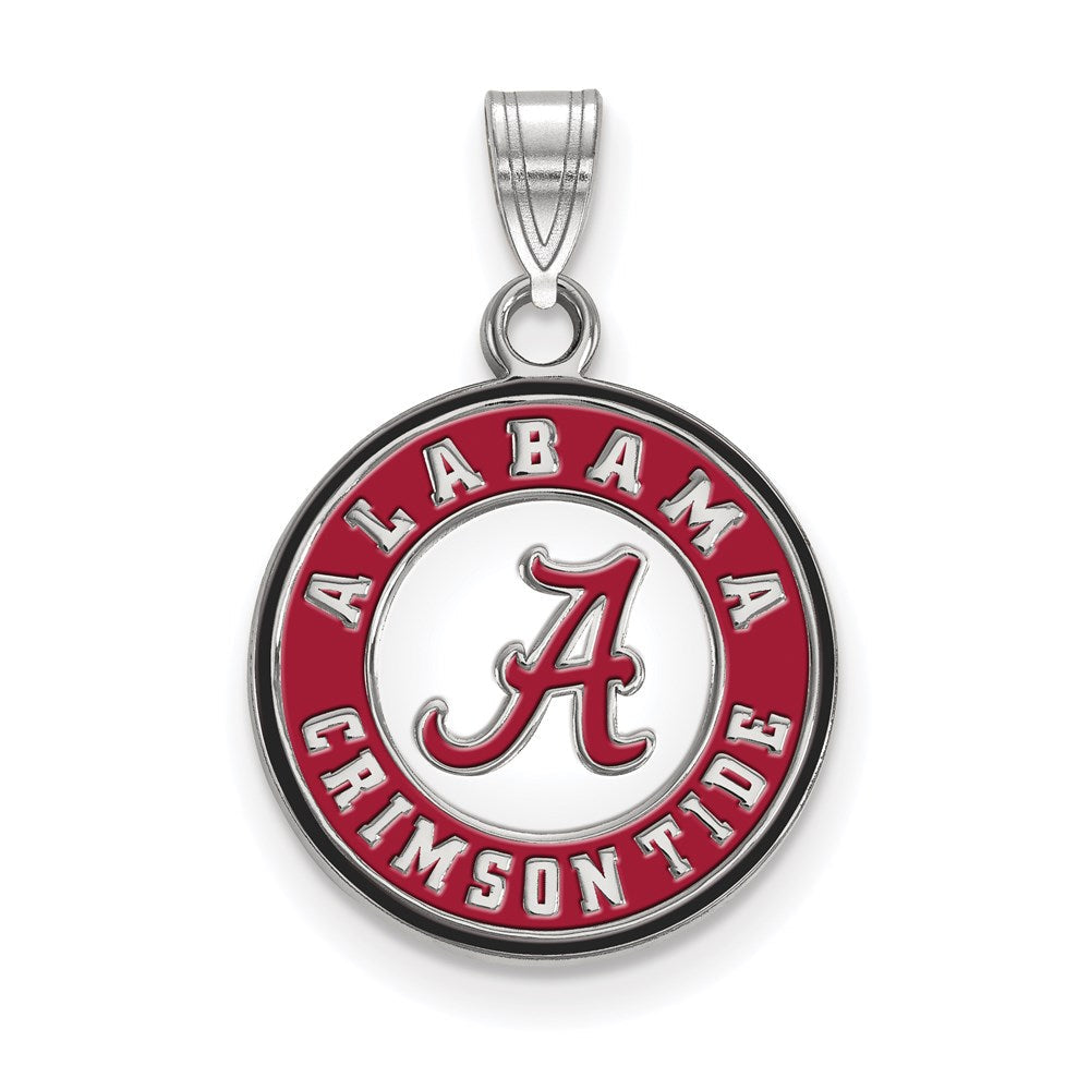 Sterlingsilber Rhodiniert Logoart University Of Alabama Crimson Tide Mittel Emailliert Plättchen Anhänger